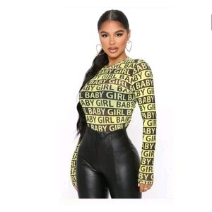 Fashion Nova take control baby Mesh top blk & yelo